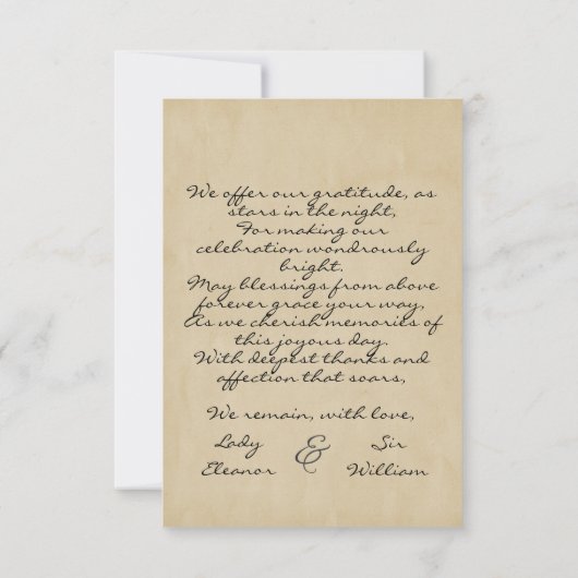 中世風時代の羊皮紙ワックスシール 結婚感謝カード サンキューカード (裏面)