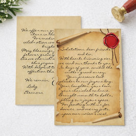 中世風時代の蝋封筒の結婚式のお礼カード サンキューカード