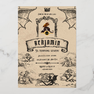 中世風 箔招待状