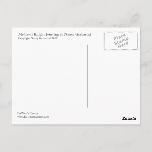 中世騎士馬上槍試合の郵便はがき ポストカード (裏面)