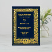 中世1477年縁ど結婚葉 箔招待状 (立ち正面)