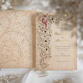 中世 – インスパイア金ゴールドの結婚ヴィンテージ・スクロール 箔招待状