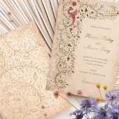 中世 – インスパイア金ゴールドの結婚ヴィンテージ・スクロール 箔招待状