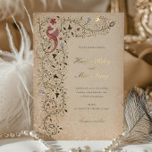 中世 – インスパイア金ゴールドの結婚ヴィンテージ・スクロール 箔招待状