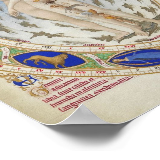 中世〔占星術の〕十二宮図ポスター ポスター (角)