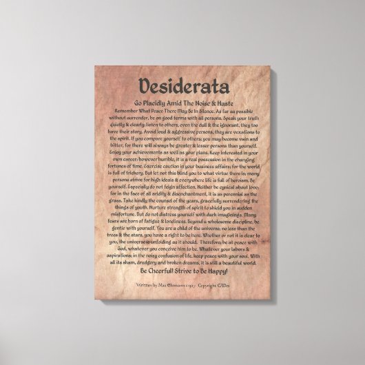 中世DESIDERATAポスターマックス・アーマン – 火星石 キャンバスプリント (正面)