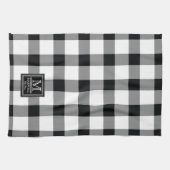 中位素朴のバッファローがモノグラム名Year Kiをチェック キッチンタオル (横)