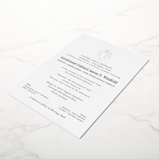 中佐軍隊退職 箔招待状 (回転した状態)