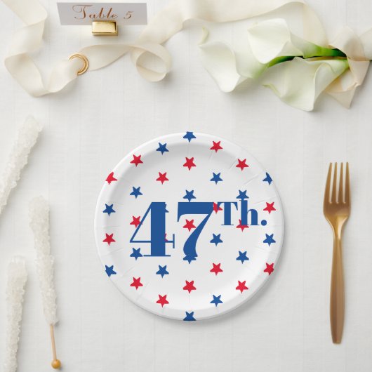 中分類47赤白青星愛国者社長 ペーパープレート (ウェディング)