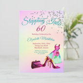 中分類60エレガントグリッターカラフル誕生日 招待状 (スタンド正面)