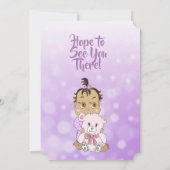 中南米の赤ちゃん女の子がテディベアと一緒に、派手なショーに出演 招待状 (裏面)