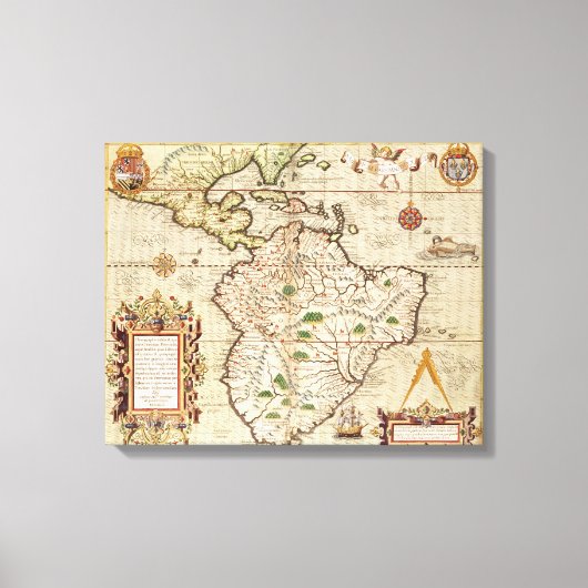 中南米地図 キャンバスプリント (正面)