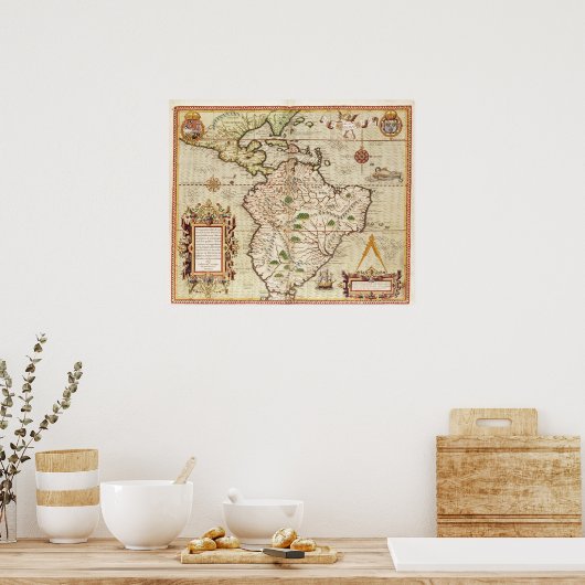 中南米地図 ポスター (キッチン)