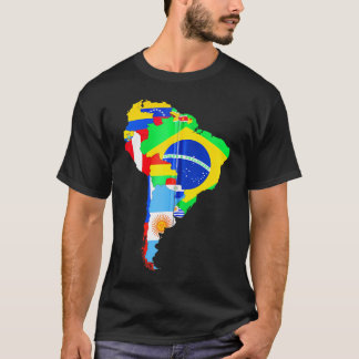 中南米大陸地図フラグ Tシャツ
