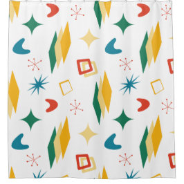 中原子モダン中世紀形状モダンレトロ シャワーカーテン