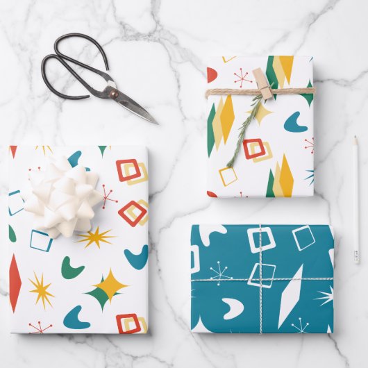 中原子モダン中世紀形状モダンレトロ ラッピングペーパーシート (正面)