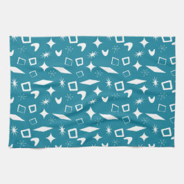 中原子中モダン世紀型レトロブルー キッチンタオル