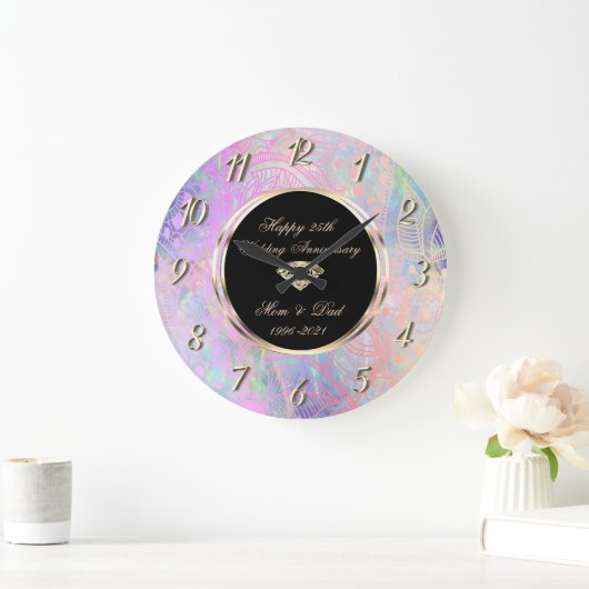 中古グラデーション金ゴールド曼荼羅25結婚年記念 ラージ壁時計 (ホーム)