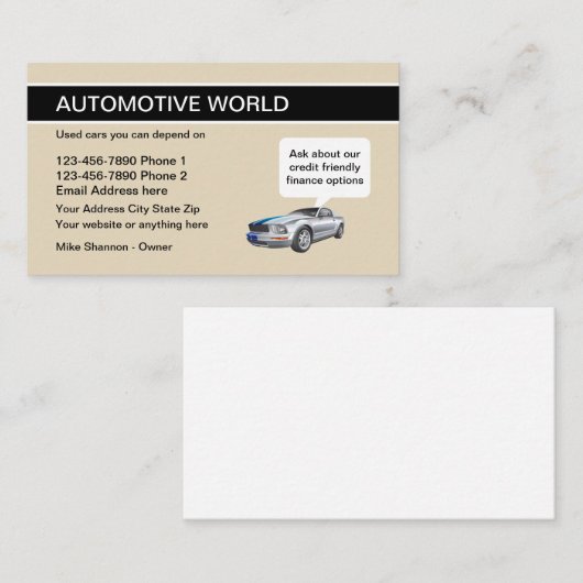 中古車のディーラー 名刺 (正面/裏面)