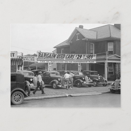 中古車特価セール 1938年 ポストカード (正面)