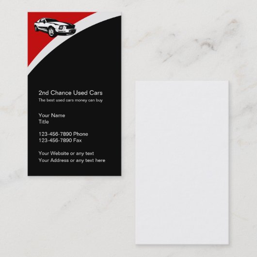 中古車販売業者のビジネスプロファイルカード 名刺 (正面/裏面)