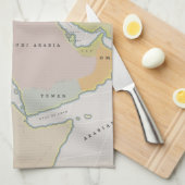 中図解入りの、写真付きの東地図。 キッチンタオル (四つ折り)