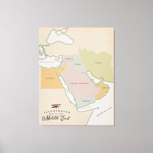 中図解入りの、写真付きの東地図。 キャンバスプリント (正面)