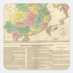 中国および日本地図書の地図 スクエアシール