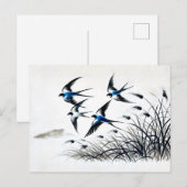 中国で空高く飛ぶツバメの群れ ポストカード (正面/裏面)