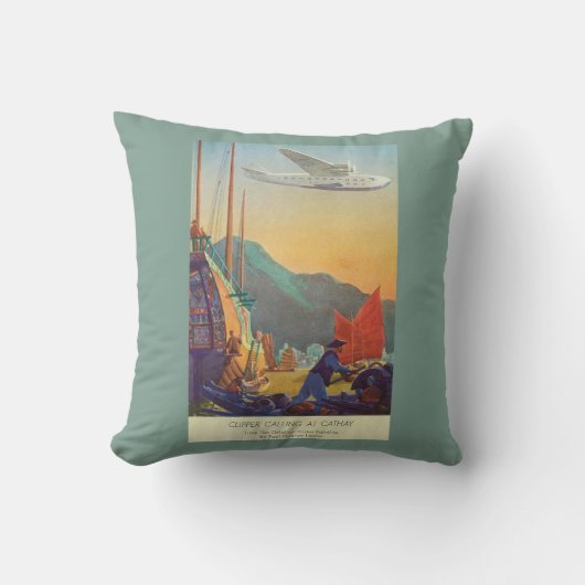 中国に飛ぶ鍋アメリカのクリッパー クッション (正面)