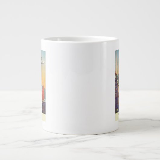 中国に飛ぶ鍋アメリカのクリッパー ジャンボコーヒーマグカップ (正面)