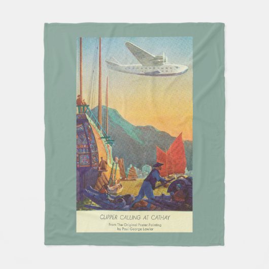 中国に飛ぶ鍋アメリカのクリッパー フリースブランケット (正面)