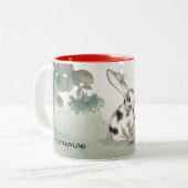 中国のうさぎ年 |カスタム年と名前 ツートーンマグカップ (正面左)