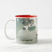 中国のうさぎ年 |カスタム年と名前 ツートーンマグカップ (左)