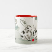 中国のうさぎ年 |カスタム年と名前 ツートーンマグカップ (中央)