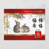 中国のうさぎ年 |カスタム年 シーズンポストカード (正面)