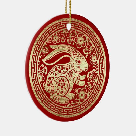 中国のうさぎ年 |カスタム贈答年 セラミックオーナメント (右)