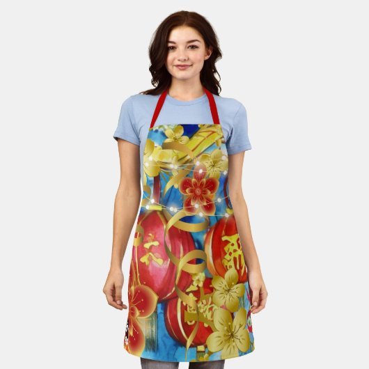 中国のお祝い エプロン (着用した状態)