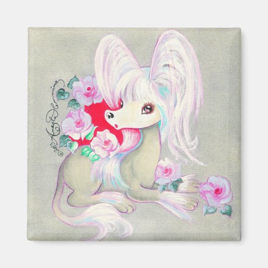 中国のくねのかわいい子犬 マグネット (正面)