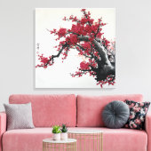 中国のさくらんぼ絵を描ブロッサム（キャンバス2） キャンバスプリント (インサイチュ (リビング))