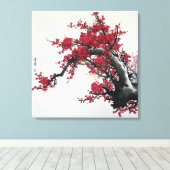 中国のさくらんぼ絵を描ブロッサム（キャンバス2） キャンバスプリント (インサイチュ (ウッドフロア))
