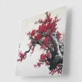 中国のさくらんぼ スクエア壁時計 (傾斜)