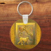 中国のさる～お正月の月と梅 キーホルダー (正面)
