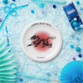 中国ので伝統的なドラゴンの誕生日の名札 ペーパープレート (パーティー)