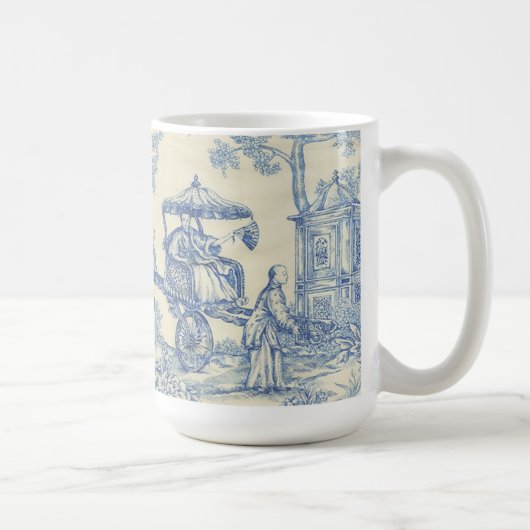 中国ので青いToile コーヒーマグカップ (右)