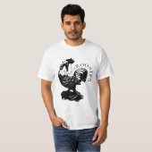 中国のなオンドリ年の黒のシルエットの人のティー Tシャツ (正面フル)