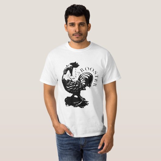 中国のなオンドリ年の黒のシルエットの人のティー Tシャツ (正面フル)