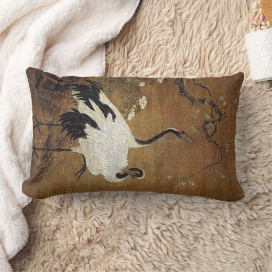 中国のなスクロール芸術クレーン鳥の花の枕 ランバークッション (ブランケット)