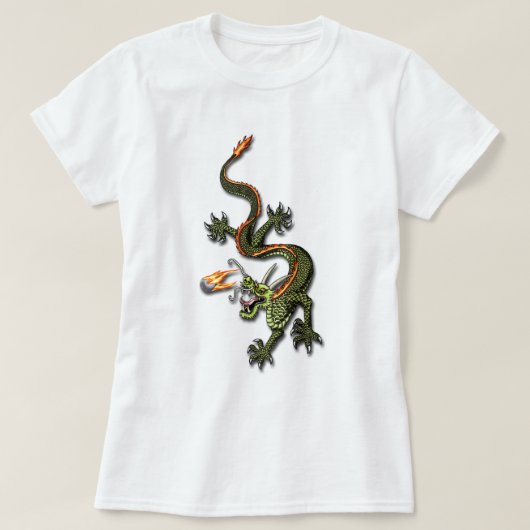 中国のなドラゴンおよび真珠 Tシャツ (デザイン正面)