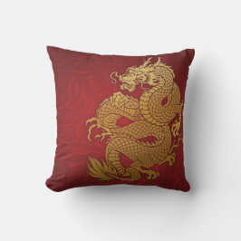 中国のなドラゴンの金ゴールドおよび赤 クッション